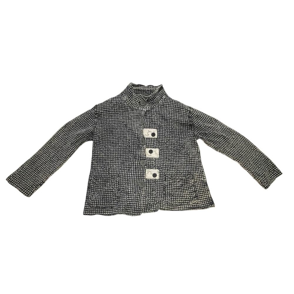 Cottagecore Patchwork Waffle Knit Button Light Ja… - image 1